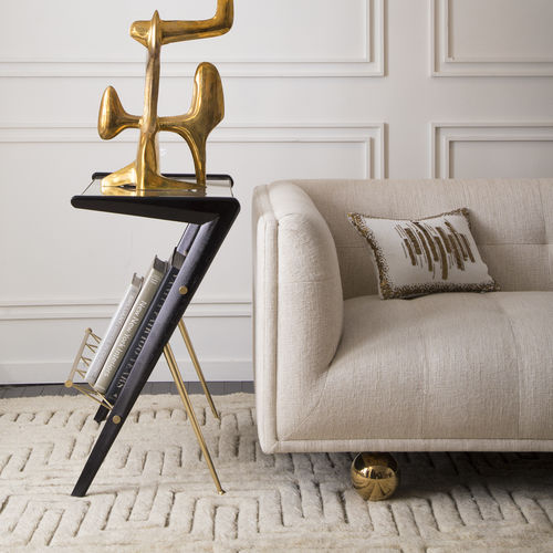 Современный вспомогательный столик - ST. GERMAIN - Jonathan Adler - из цельной древесины / из стекла / из полированной латуни