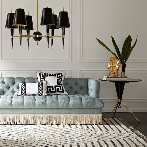 Современный вспомогательный столик - TROCADERO - Jonathan Adler - из цельной древесины / из полированной латуни / круглый