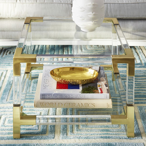 Современный вспомогательный столик - JACQUES TWO-TIER - Jonathan Adler - из стекла / из матированной латуни / из акрила