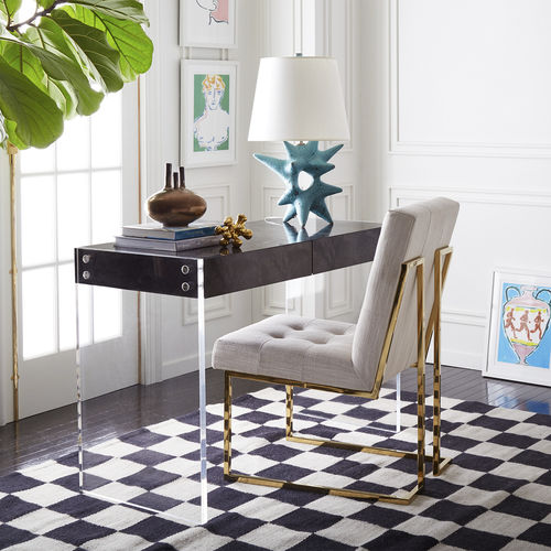 Современный рабочий стол - BOND - Jonathan Adler - из нержавеющей стали / из акрилового стекла