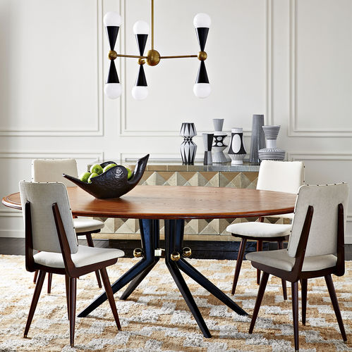 Современный обеденный стол - TROCADERO - Jonathan Adler - из цельной древесины / из фанерованной древесины / из латуни