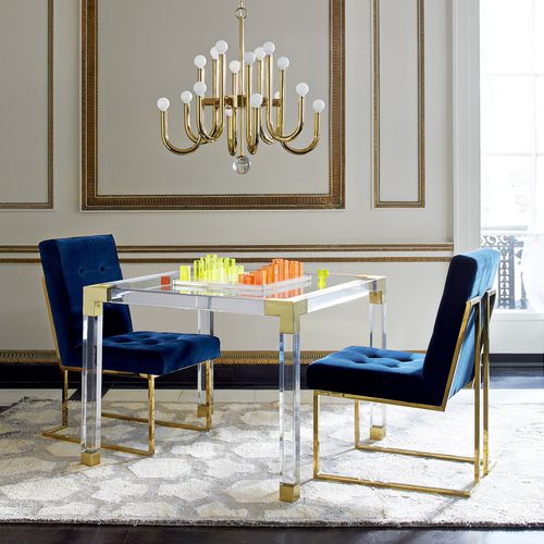 Современный cтул для столовых - GOLDFINGER - Jonathan Adler - для интерьера / из бархата / с основанием из шлифованной латуни