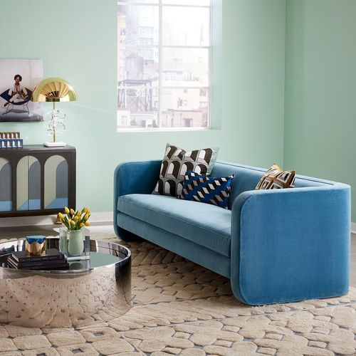 Современный диван - SUNSET - Jonathan Adler - из бархата / с подлокотниками / белый
