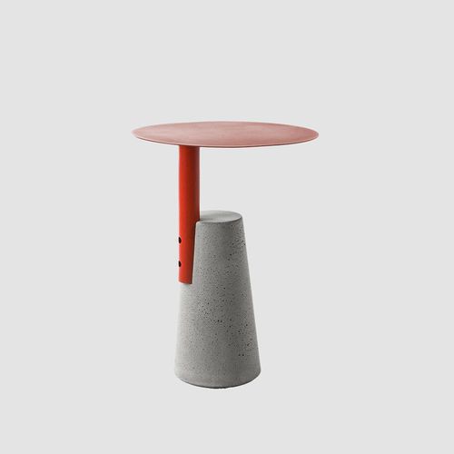 Современный вспомогательный столик - BAI - BENTU DESIGN - из бетона / с основанием из металла / круглый