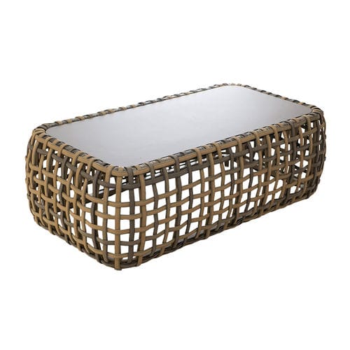 Современный журнальный столик - ISABELLA - Rattan House - из закаленного стекла / с основанием из алюминия / прямоугольный
