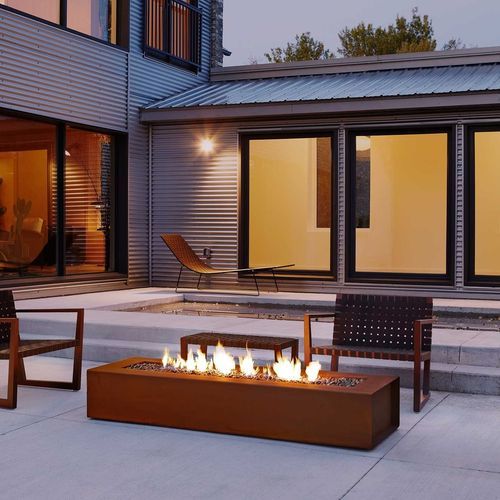 Газовая садовая жаровня - Robata - PALOFORM - из кортеновской стали / прямоугольная / ржавчина