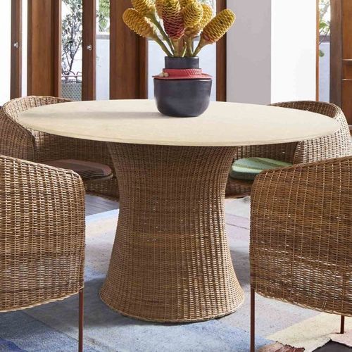 Современный обеденный стол - CARIBE NATURAL - Ames design - из ивы / из алюминия / с основанием из оцинкованной стали