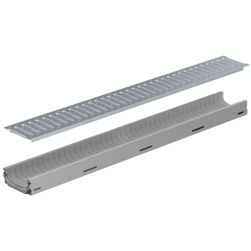 Лоток канализации с решеткой - FILCOTEN LIGHT MINI 100 - BG Graspointner - с центральной прорезью / с наклоном / из бетона, армированного волокнами