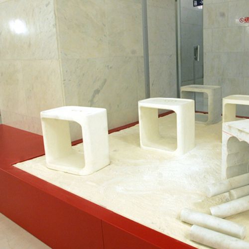 Современный вспомогательный столик - PLATO - Baleri Italia - из мрамора / из ясеня / прямоугольный