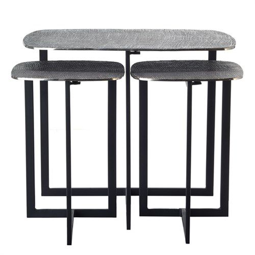 Современный вспомогательный столик - JUTE-SILVER-SET3 - Pols Potten - алюминий / из железа / прямоугольный