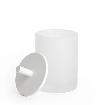 Шкатулка из песочного стекла - ROUND UP: FROSTED WHITE - Klomfar GmbH - с крышкой / для ванной комнаты