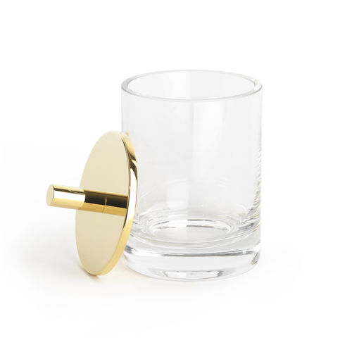 Шкатулка из латуни - ROUND UP CLEAR GLASS / GOLD - Klomfar GmbH - из кристалла / с крышкой / для ванной комнаты
