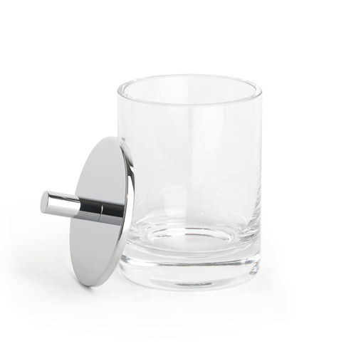 Шкатулка из кристалла - ROUND UP CLEAR GLASS / CHROME - Klomfar GmbH - с крышкой / для ванной комнаты