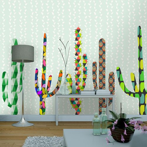 Современный обои - CACTUS PARADISE - Neodko - виниловый / природный мотив / c геометрическим рисунком