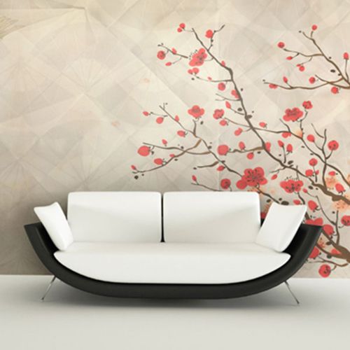 Современный обои - JAPANESE CRANES - Neodko - из нетканых материалов / виниловый / природный мотив