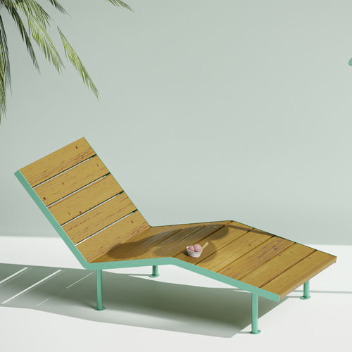 Современный садовый шезлонг - cité Bois - Objets Publics - из цельной древесины / из дугласовой пихты / из гальванизированной стали