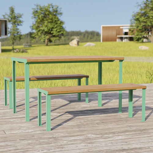Современная скамейка для сада - cité Bois - Objets Publics - из цельной древесины / из дугласовой пихты / из термолакированной стали