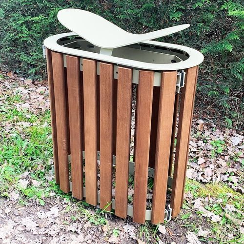 Общественный держатель для мусорного пакета - S Cité Bois - Objets Publics - напольный / из термолакированной стали / из цельной древесины