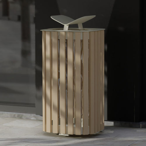 Общественный держатель для мусорного пакета - M Cité Bois - Objets Publics - напольный / из термолакированной стали / из цельной древесины