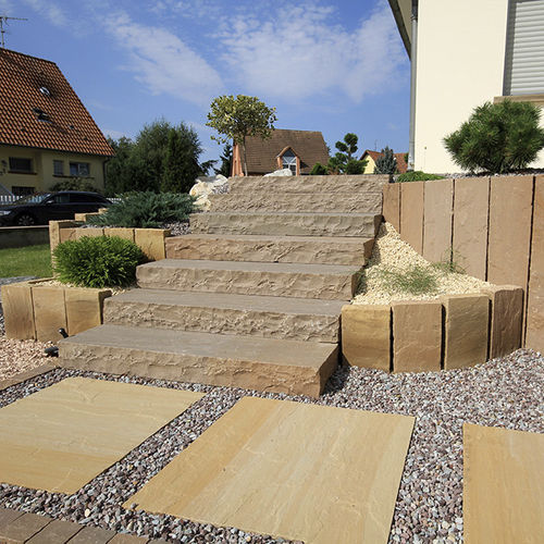 Ступень из натурального камня - KANDLA MULTICOLOR - Bauma-stone - из песчаника / противоскользящая