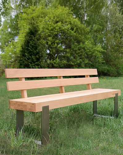 Современная скамейка для сада - FRAME  - MILONI Deutschland - из дерева / со спинкой