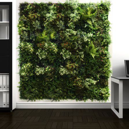 Стабилизированная "зеленая стена" - FEATURE WALL - Livingreen design - из модульных панелей / натуральная / листва