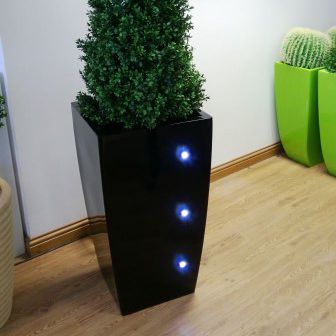 Кадка для садовых растений из композита - KUBIK LED - Livingreen design - куб / с подсветкой / современная