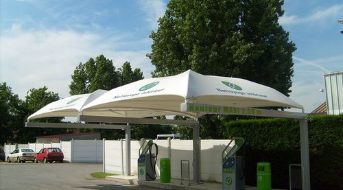 Натяжная конструкция на металлическом каркасе - CAR WASH - Texabri - для навеса / с мембраной из ПВХ / для общественных мест