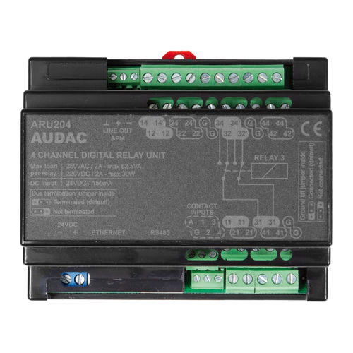 Шлюзовый блок интерфейса - ARU204 - Audac - на DIN-рейке / Ethernet / RS485