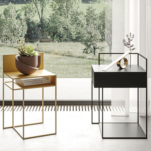 Современный вспомогательный столик - ATIK - Ronda Design - из окрашенного металла / с основанием из металла / прямоугольный