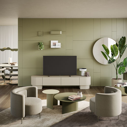 Современная тумба под телевизор - ASTERIA - Ronda Design - с выдвижными ящиками / из лакированной МДФ / из металла