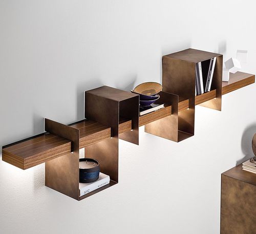Настенный стеллаж - AGO E FILO - Ronda Design - современный / из дерева / из окрашенного металла