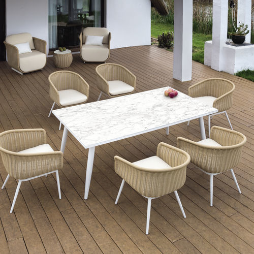 Современный обеденный стол - PALMA - ARKIMUEBLE - из стекла / с основанием из алюминия / прямоугольный