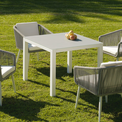 Современный обеденный стол - SIENA - ARKIMUEBLE - из кристалла / с основанием из алюминия / прямоугольный