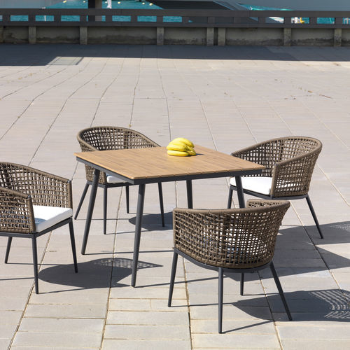 Современный обеденный стол - ROMA - ARKIMUEBLE - из тикового дерева / с основанием из алюминия / квадратный