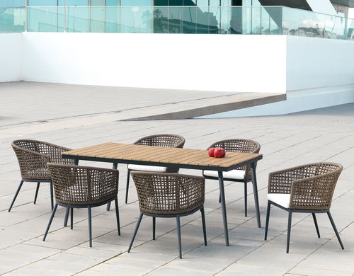 Современный обеденный стол - ROMA - ARKIMUEBLE - из тикового дерева / с основанием из алюминия / прямоугольный