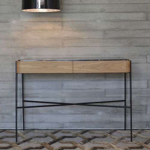 Современный стол-консоль - BOUVET CONSOLE PORTORO - MAAMI HOME - из дуба / из мрамора / с основанием из лакированной стали