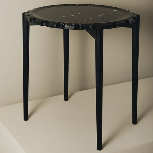 Вспомогательный столик уникальный дизайн - CLOCK NERO MARQUINA - MAAMI HOME - из дуба / из цельной древесины / из мрамора