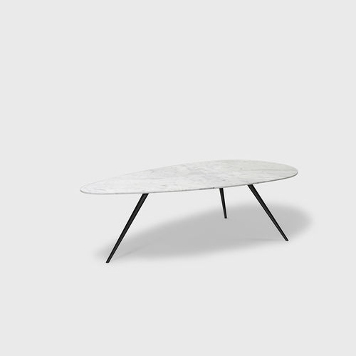Современный журнальный столик - EGGE CARRARA - MAAMI HOME - из мрамора / с основанием из термолакированной стали / овальный