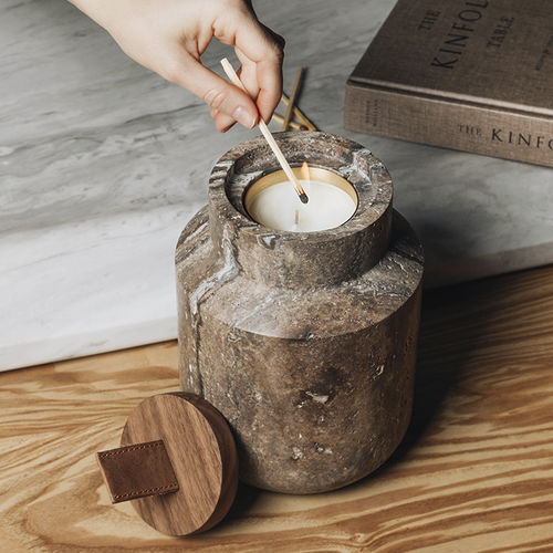 Подсвечник из мрамора - HANDLE BLACK TRAVERTINE - MAAMI HOME