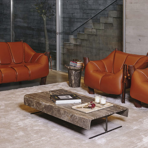Современный журнальный столик - HAUS TRAVERTINE - MAAMI HOME - из мрамора / с основанием из термолакированной стали / прямоугольный