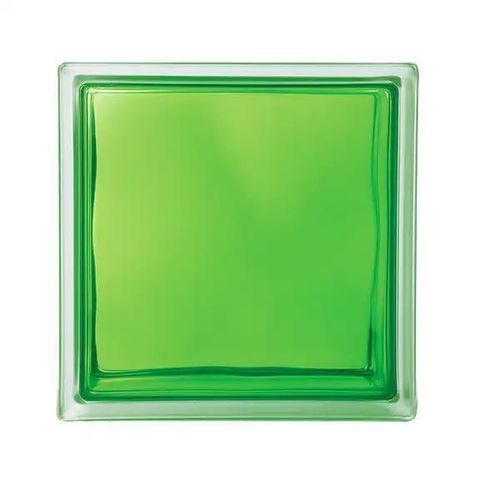 Квадратный стеклоблок - GREEN CLOUDY - Karoistanbul - гладкий / для стены / для перегородок
