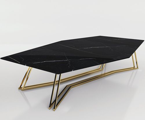 Стол уникальный дизайн - HEXAGON - Enne - из мрамора / с основанием из металла / шестиугольный