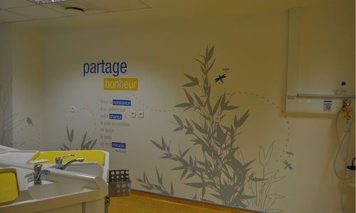 Настенная клейкая этикетка надпись - HÔPITAL SARREGUEMINES - Atelier d'Art Osmoze - Design & décoration murale - для общественных учреждений / виниловая