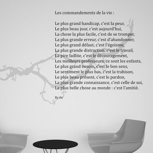 Настенная клейкая этикетка надпись - POESIE NOCTURNE COMMANDEMENTS DE LA VIE - Atelier d'Art Osmoze - Design & décoration murale