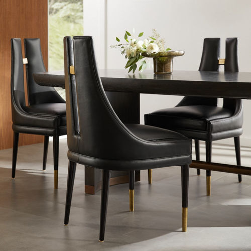 Современный cтул для столовых - CROWLEY - Arteriors Home - для интерьера / из кожи / с основанием из бука