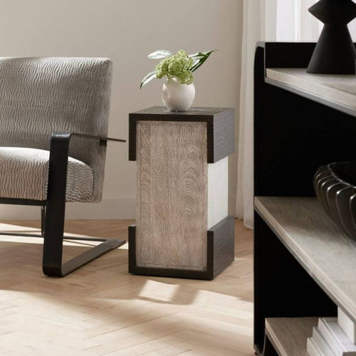 Современный вспомогательный столик - EXETER ACCENT - Arteriors Home - из латуни / с основанием из древесины / прямоугольный