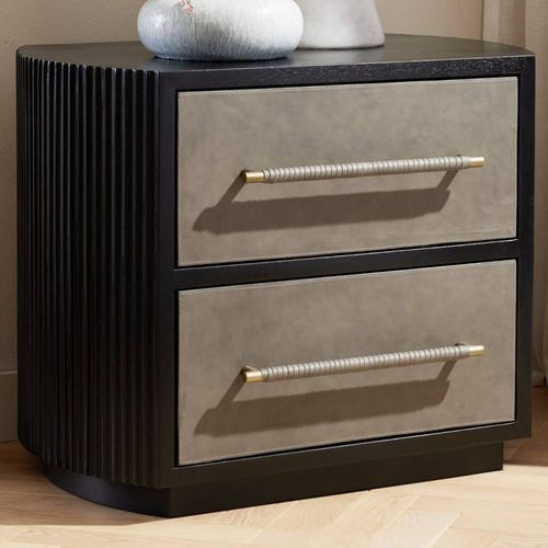 Современный ночной столик - EASTCHESTER - Arteriors Home - из кожи / из латуни / с основанием из древесины