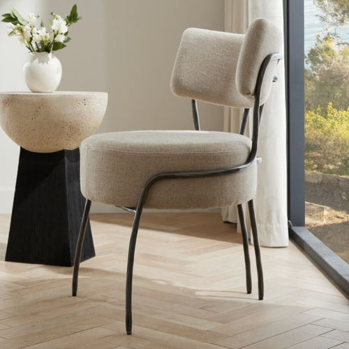 Современный cтул - ENID - Arteriors Home - для интерьера / из льна / с основанием из железа