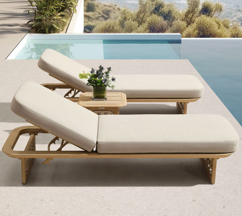 Современный садовый шезлонг - RIVA - Higold - из Sunbrella® / из дерева / регулируемая спинка